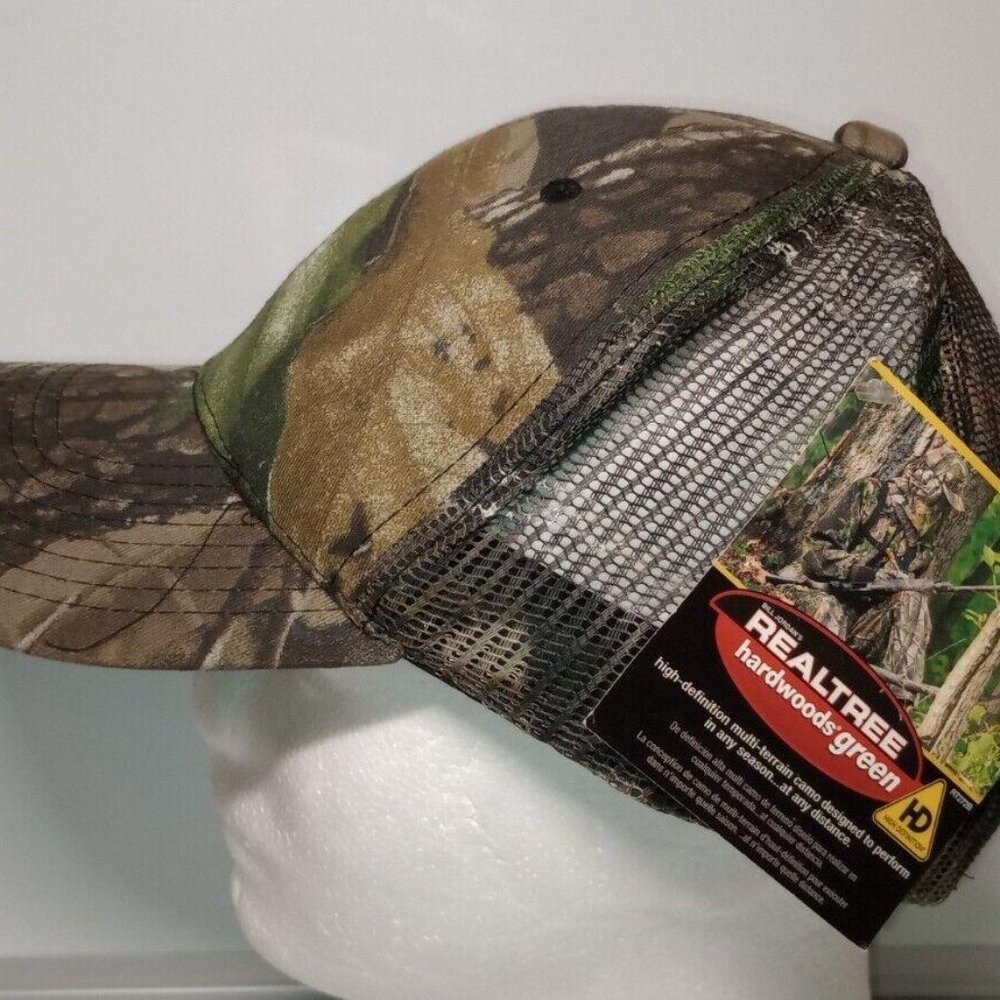 Realtree Hardwoods Green High Definition Camouflage Mesh Snapback Hat Cap NWT